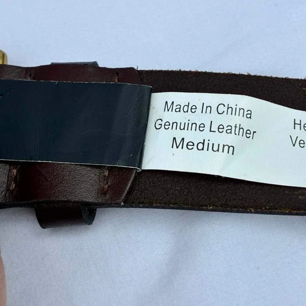 JCPenney Mens Chocolate Brown Genuine Leather Whipstitch Western Belt Size M